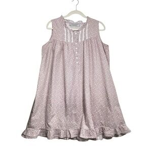 Alexander Del Rossa Womens Mauve Pink Floral Cotton Nightgown Sleeveless Large